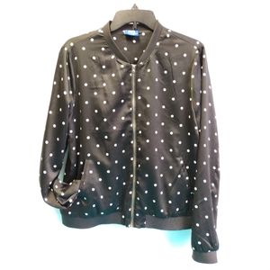 Le Tigre Women’s Polka Dot Full Zip Chiffon Lining Bomber Jacket L
